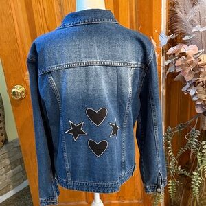 Denim Jacket with Heart and Star Patches